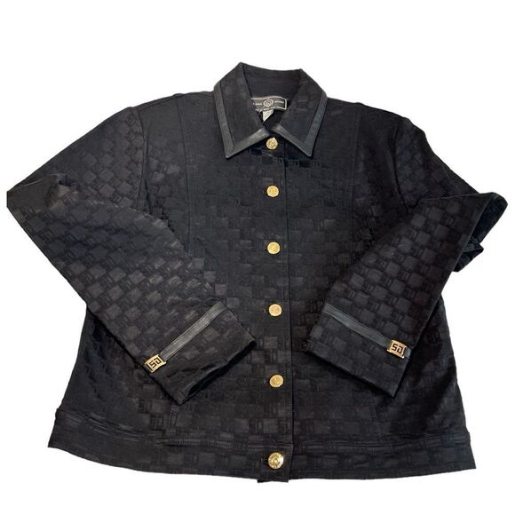 St John Sport Black Logo Trucker Style Jacket Gold Tone Buttons New Size Small - Picture 6 of 11